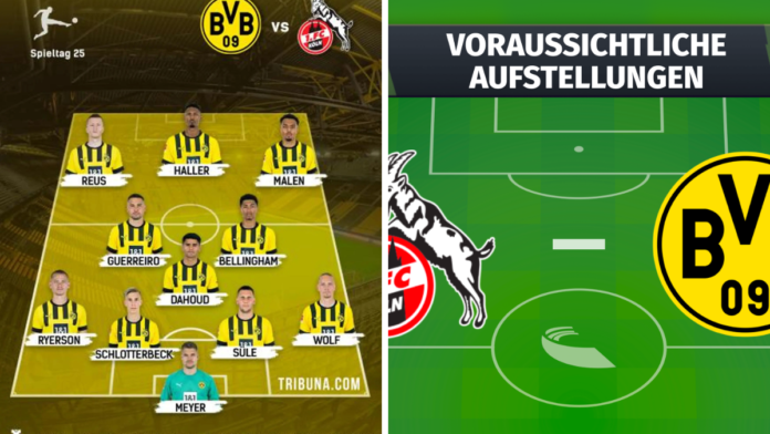 aufstellungen: teilnehmer: bvb gegen 1. fc köln