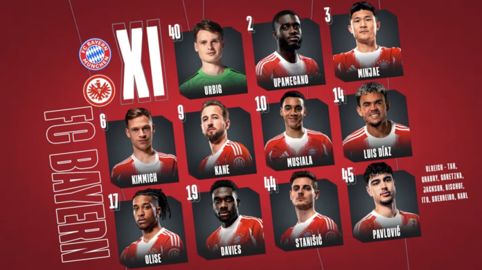 aufstellungen: teilnehmer: fc bayern münchen gegen eintracht frankfurt